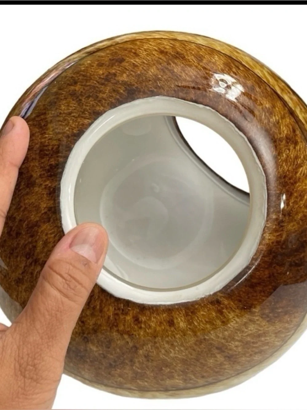 Murano Tortoise Shell Cased Glass Fish Eye Vase 3 Cut Clear Windows 7